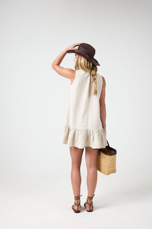 Daisy Short Linen Dress - Natural