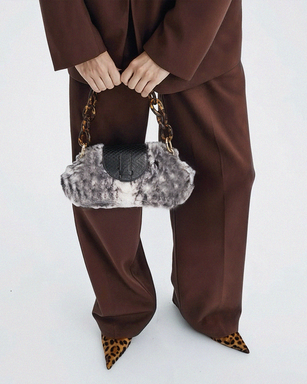 Serena in Faux Fur/Black Leather