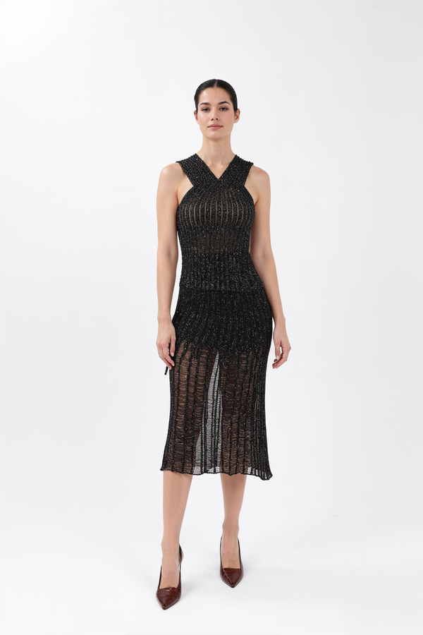 Luxe Ribbed Cross-Front Top in Black