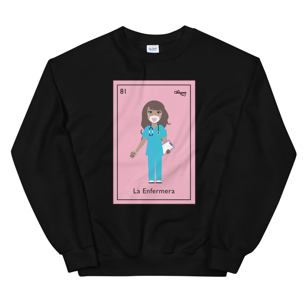 La Enfermera Loteria Card - The Nurse Mexican Bingo Sweatshirt