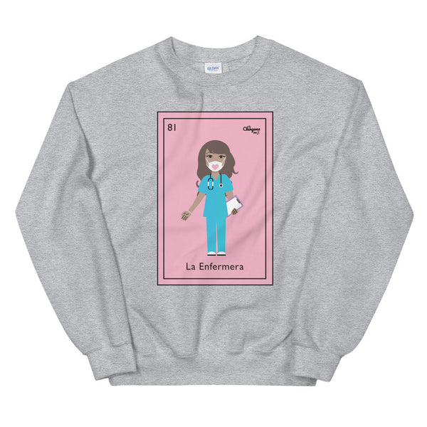 La Enfermera Loteria Card - The Nurse Mexican Bingo Sweatshirt