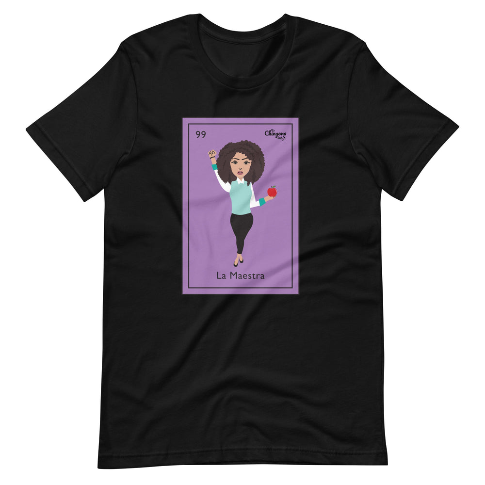La Maestra Curly Hair Mexican Lotería Card T-Shirt