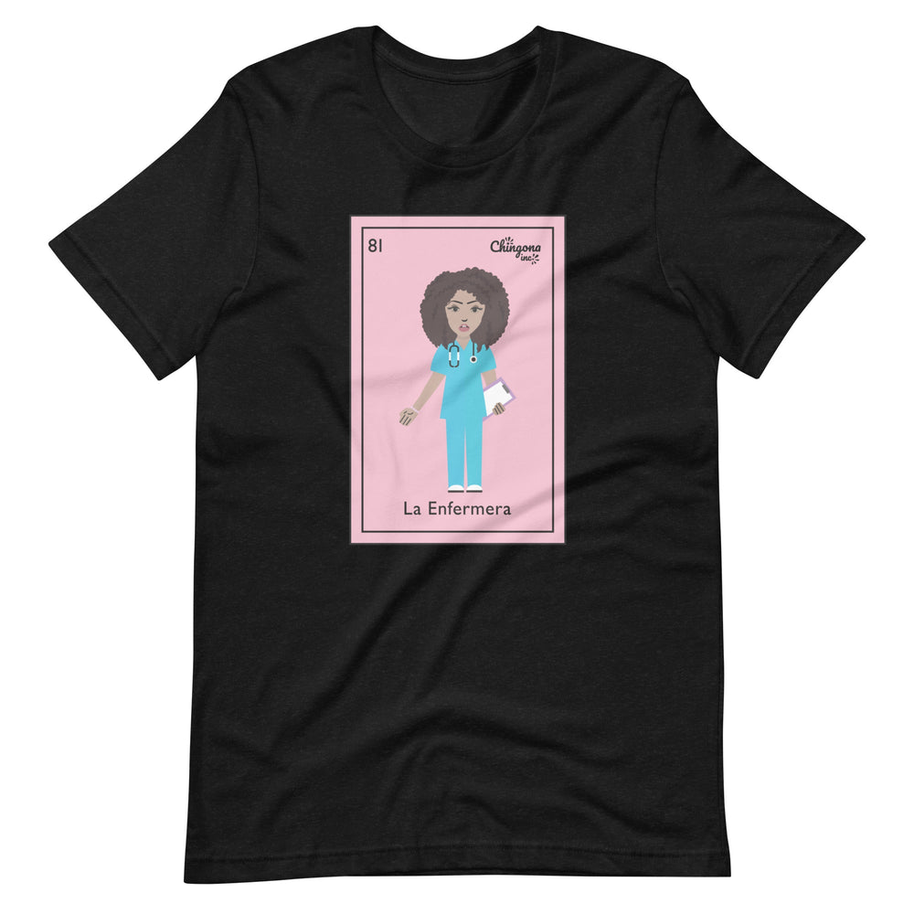 La Enfermera Curly Hair Loteria Card T-Shirt