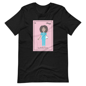 La Enfermera Curly Hair Loteria Card T-Shirt