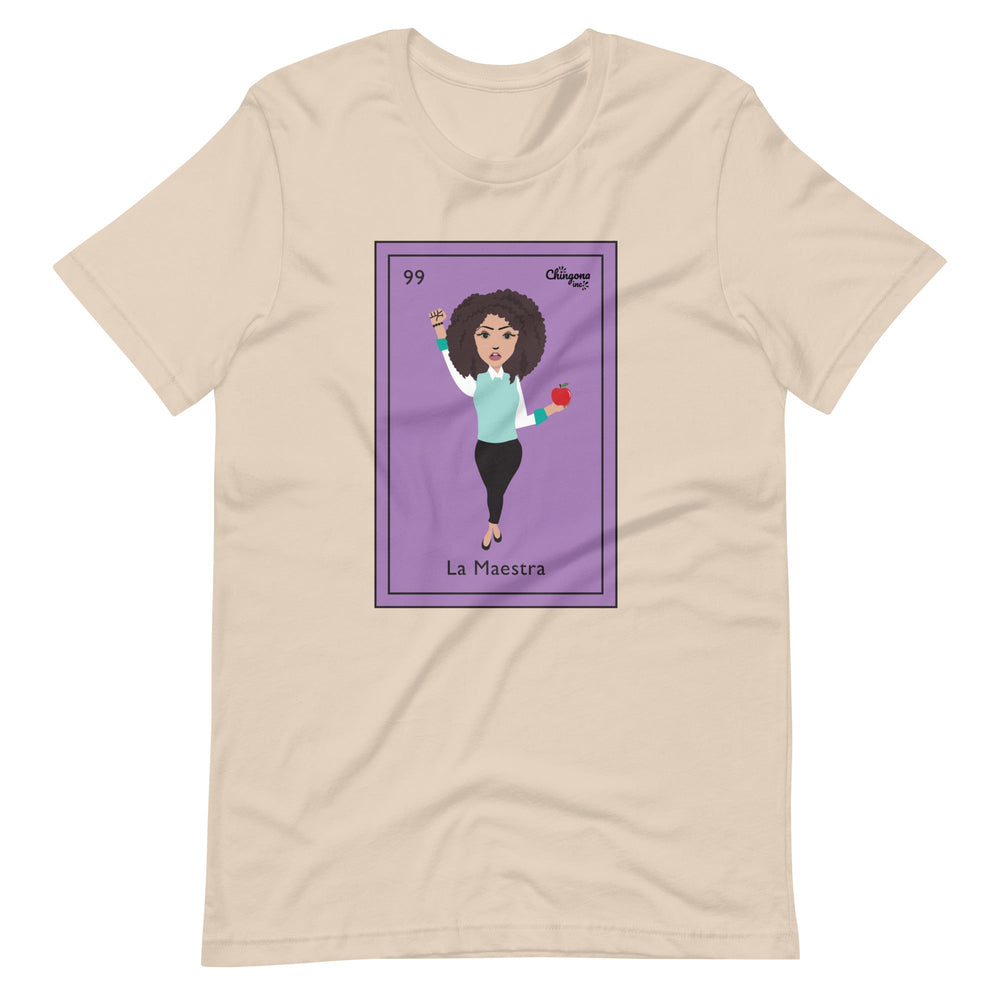 La Maestra Curly Hair Mexican Lotería Card T-Shirt
