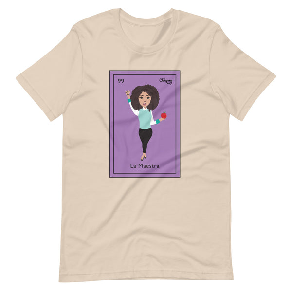 La Maestra Curly Hair Mexican Lotería Card T-Shirt