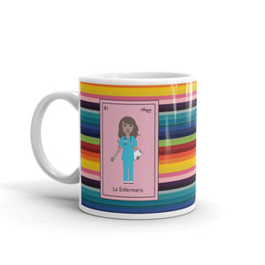 La Enfermera Mexican Loteria Card Serape Mug