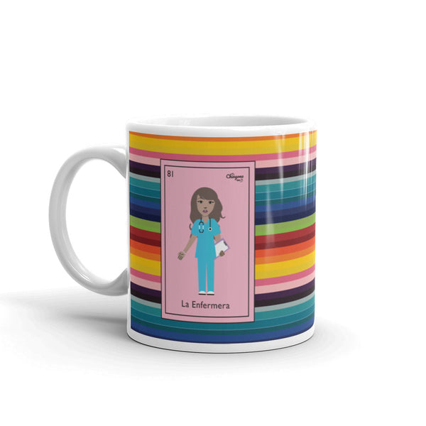 La Enfermera Mexican Loteria Card Serape Mug