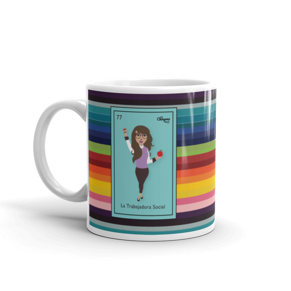 La Trabajadora Social With An Apple Sarape Latina Mug