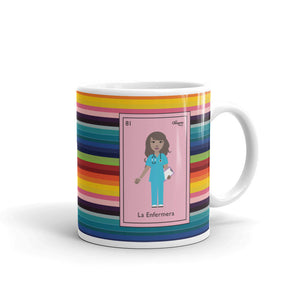 La Enfermera Mexican Loteria Card Serape Mug