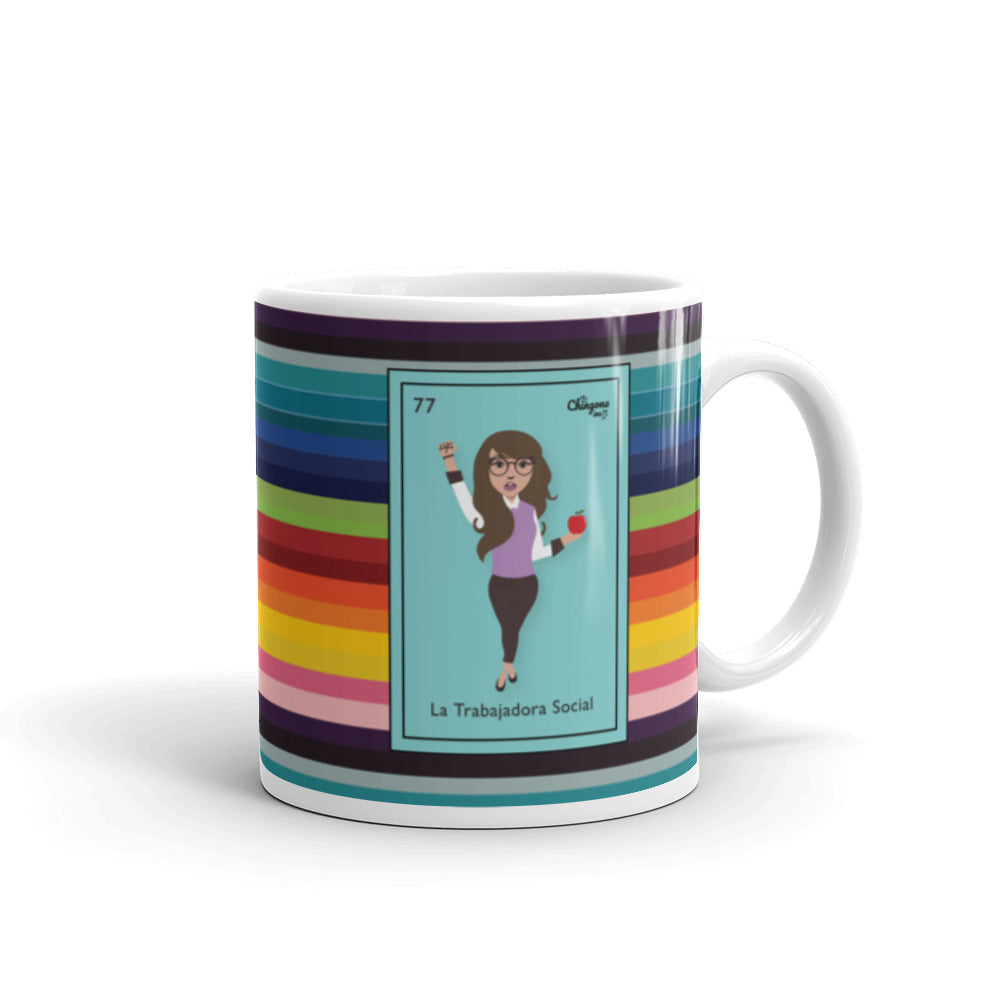 La Trabajadora Social With An Apple Sarape Latina Mug