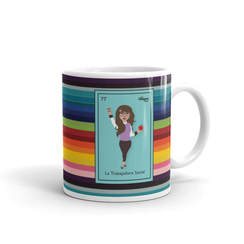 La Trabajadora Social With An Apple Sarape Latina Mug