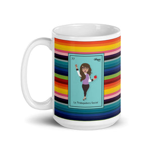 La Trabajadora Social With An Apple Sarape Latina Mug