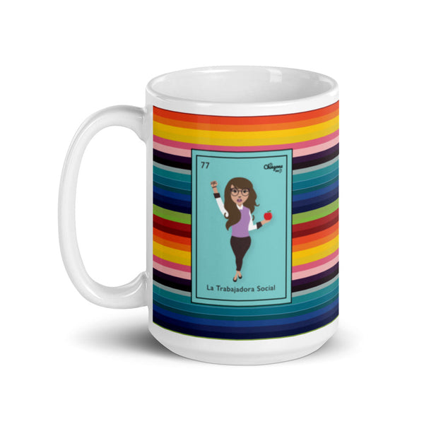 La Trabajadora Social With An Apple Sarape Latina Mug
