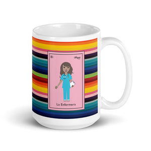 La Enfermera Mexican Loteria Card Serape Mug