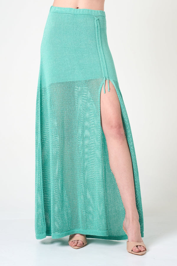 Luxe Long Skirt in Aqua