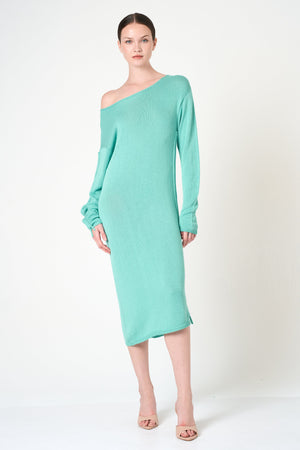 aqua long sleeve dress Midi Length Dress in Aqua Blue with Long Sleeves - made fresh | Shop Frazer Living Athleisure Clothing