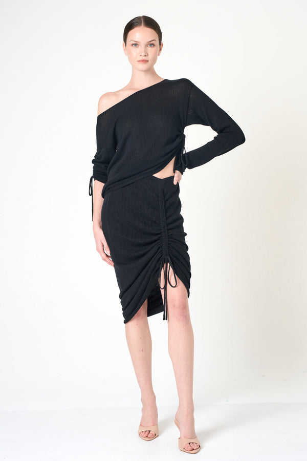 Midi Pencil Skirt in Black