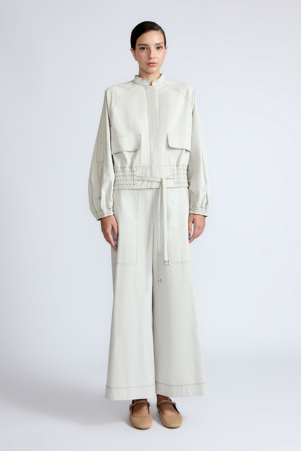 Zoe High-Rise Cotton Pants | Silver