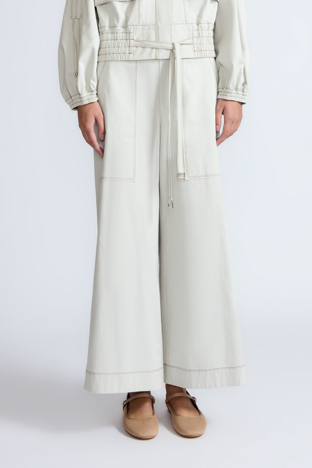 Zoe High-Rise Cotton Pants | Silver