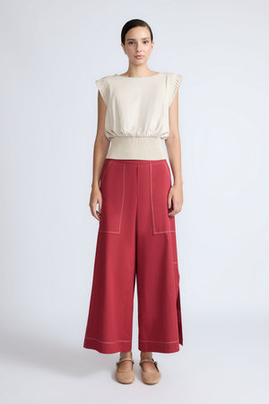 Zoe High-Rise Cotton Pants | Wine