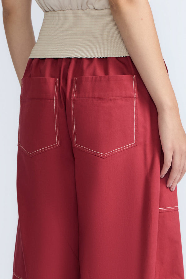 Zoe High-Rise Cotton Pants | Wine